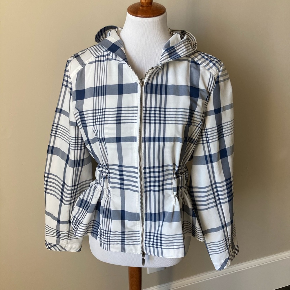 Linea Domani navy/white plaid hooded jacket